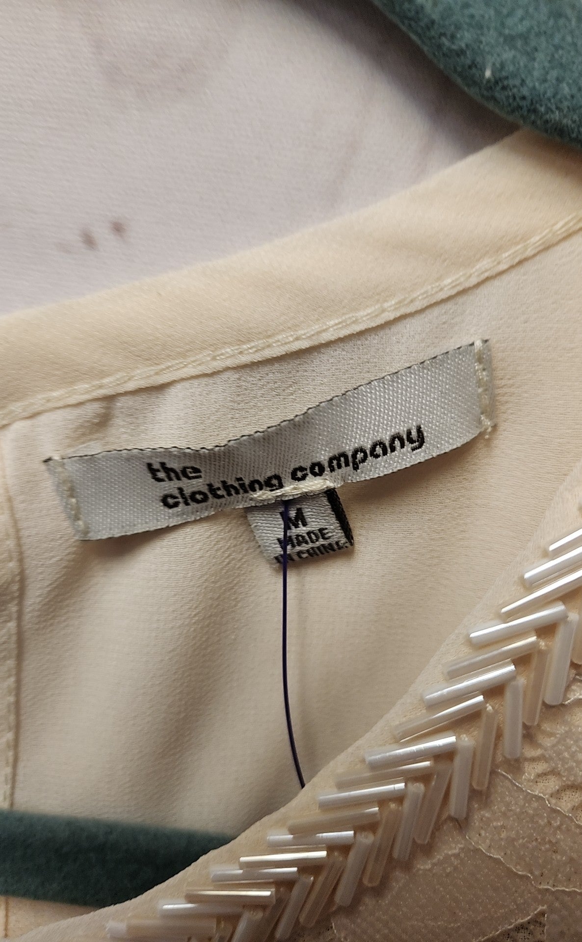 Clothing Co. Women's Size S White Beaded Sleeveless Top