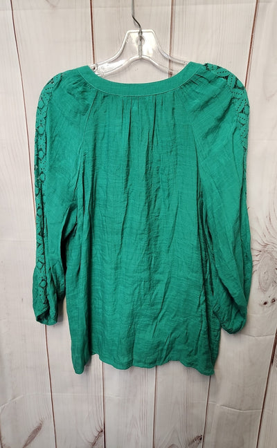 Counterparts Women's Size L Green 3/4 Sleeve Top