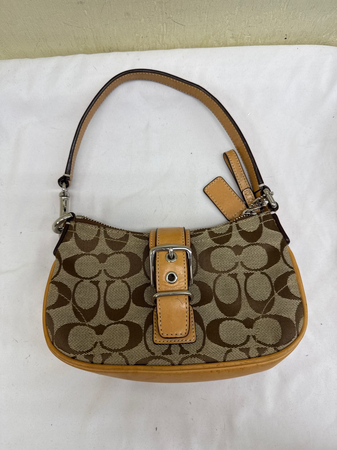VTG Coach 6362 Brown Sig Logo Canvas Hamptons Mini Purse Bag AS IS
