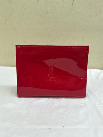 YSL Yves Saint Laurent Red Faux Leather Pouch