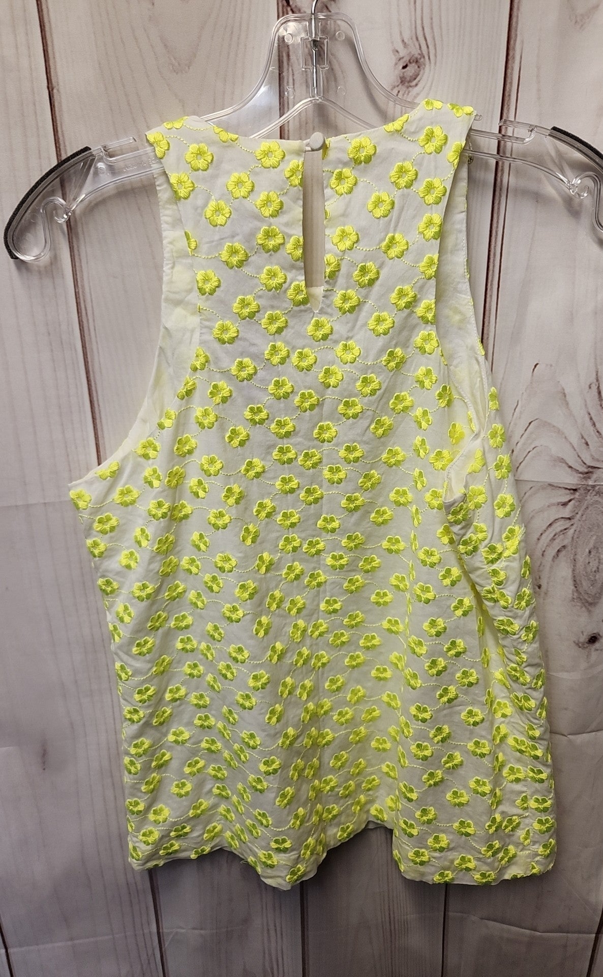 J Crew Women's Size 4 Lime Green Embroidered Sleeveless Top