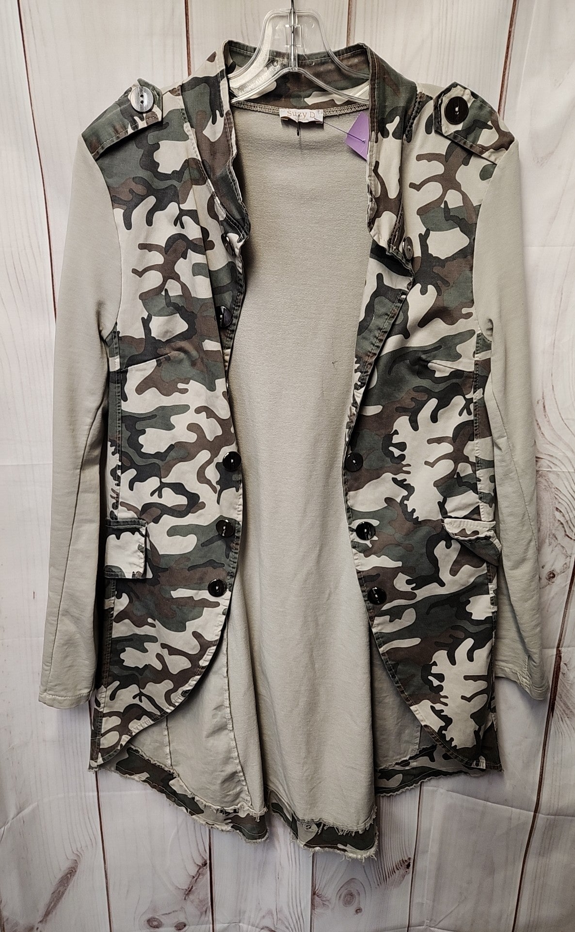 Suzy D London Women's Size M Brown Camo Cardigan