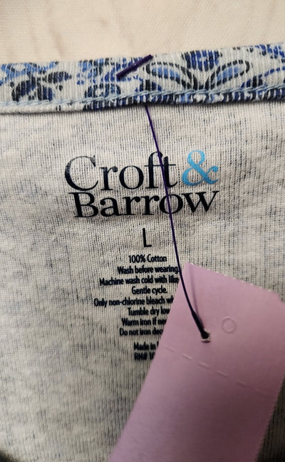 Croft & Barrow Women's Size L Blue 3/4 Sleeve Top