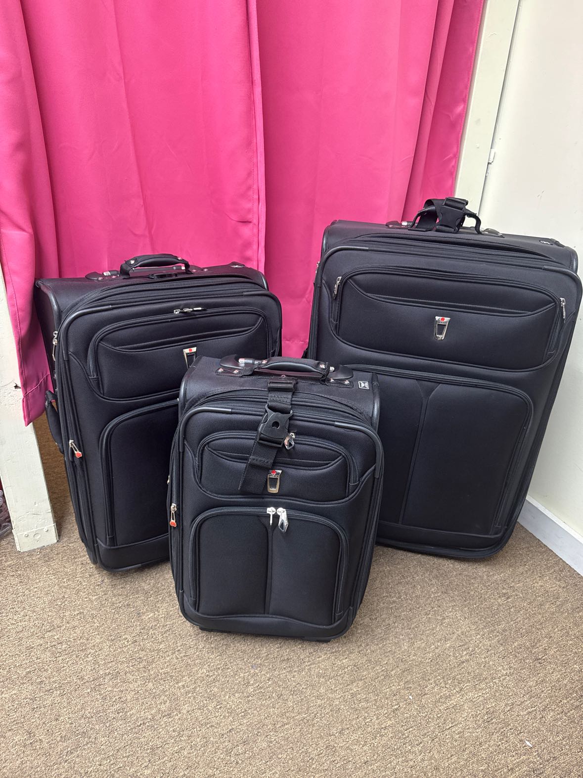 3PCS Delsey Black Luggage Set