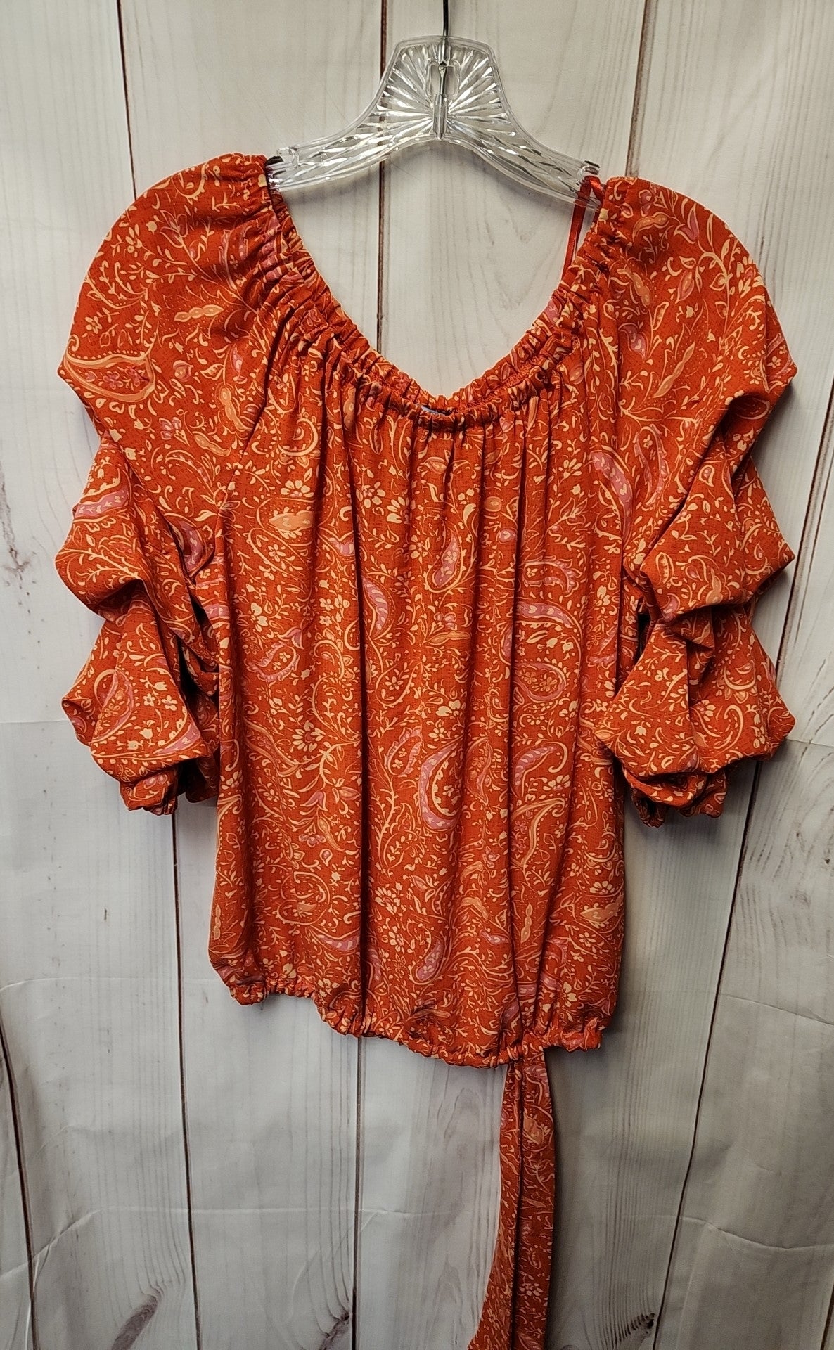 Cece Women's Size M Orange 3/4 Sleeve Top