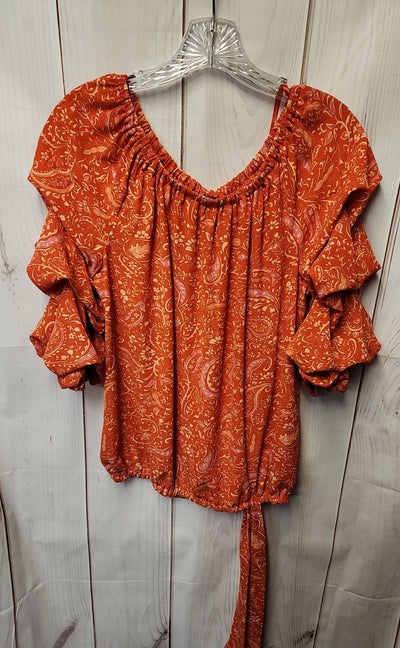 Cece Women's Size M Orange 3/4 Sleeve Top