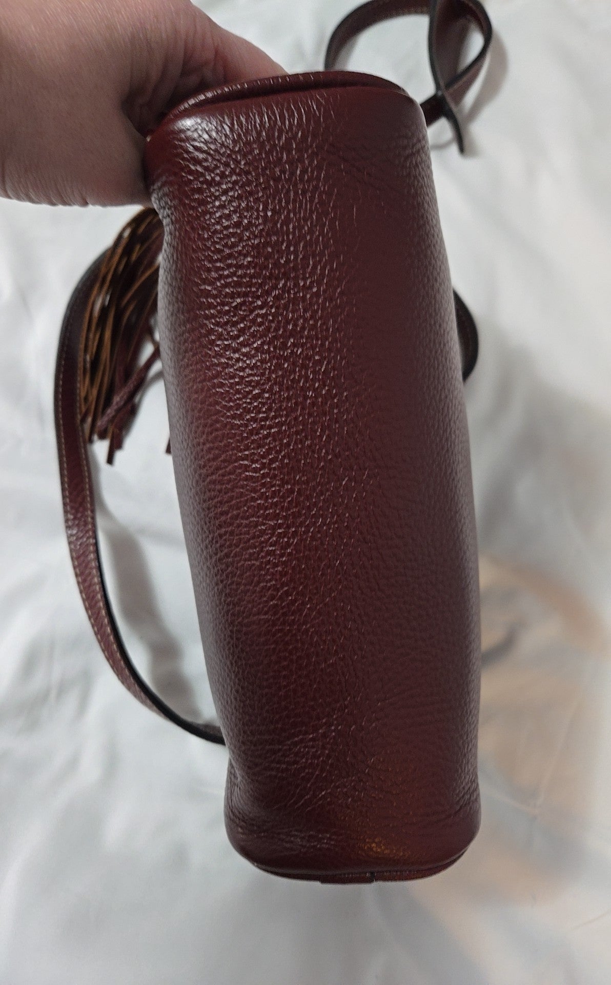 Valentino Maroon Dollaro Mila Miele Leather Tassel Shoulder Purse Bag
