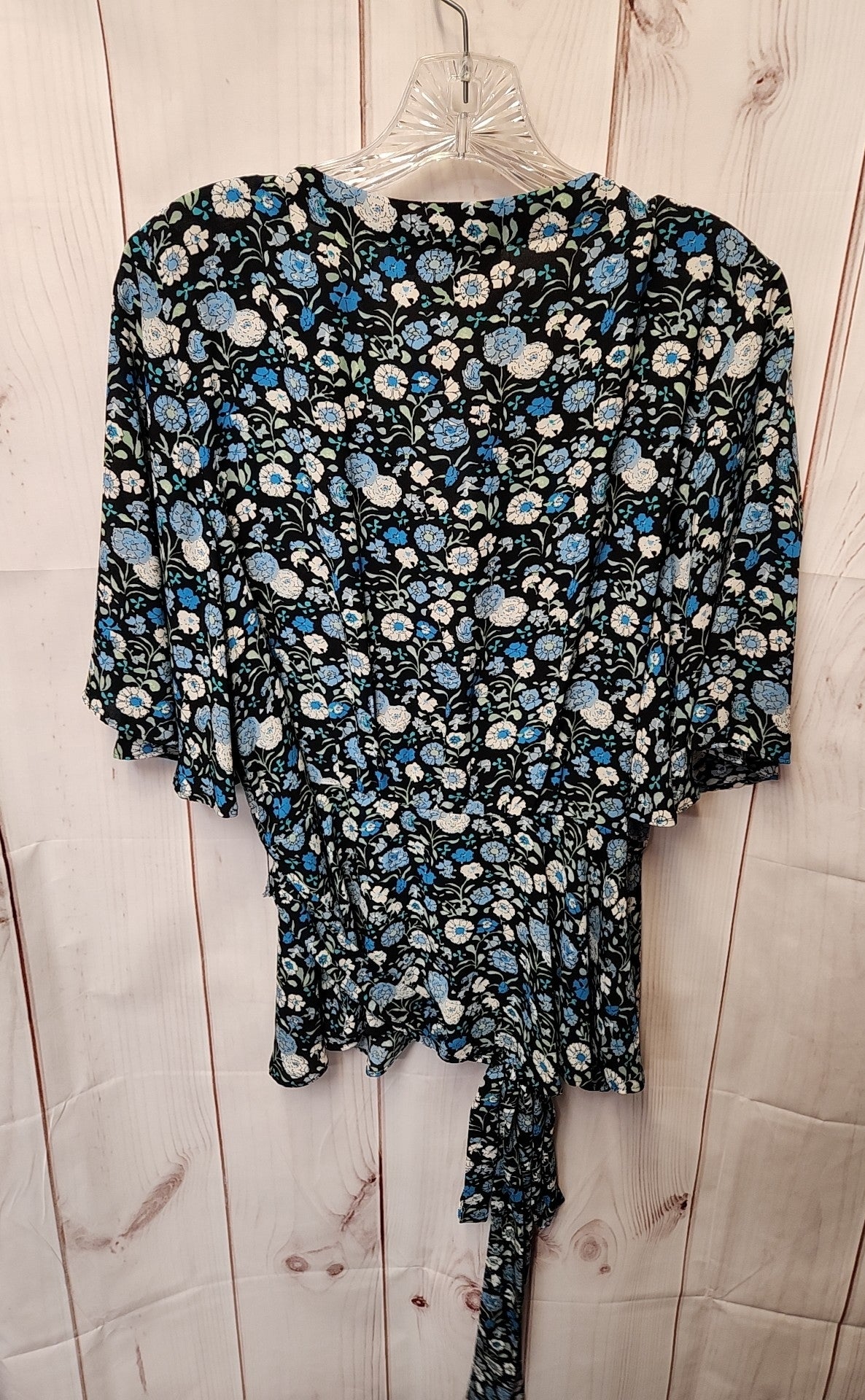 Loft Women's Size XL Black Floral Short Sleeve Top
