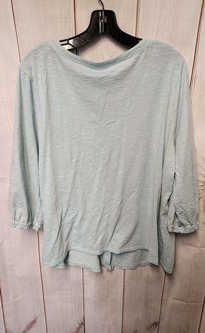 J Jill Women's Size XL Light Blue 3/4 Sleeve Top