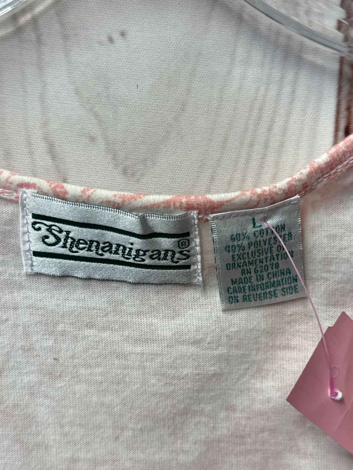 Shenanigans Women's Size L Pink Floral Short Sleeve Top
