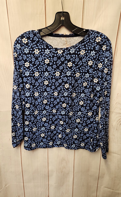 Talbots Women's Size M Petite Blue Floral Long Sleeve Top