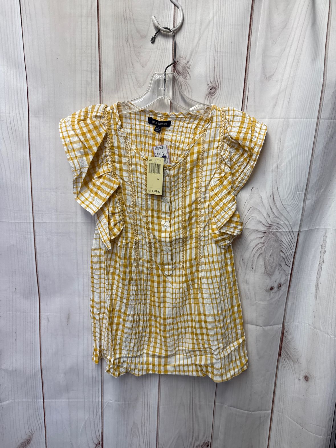 NWT Max Edition Women's Size S Yellow Short Sleeve Top