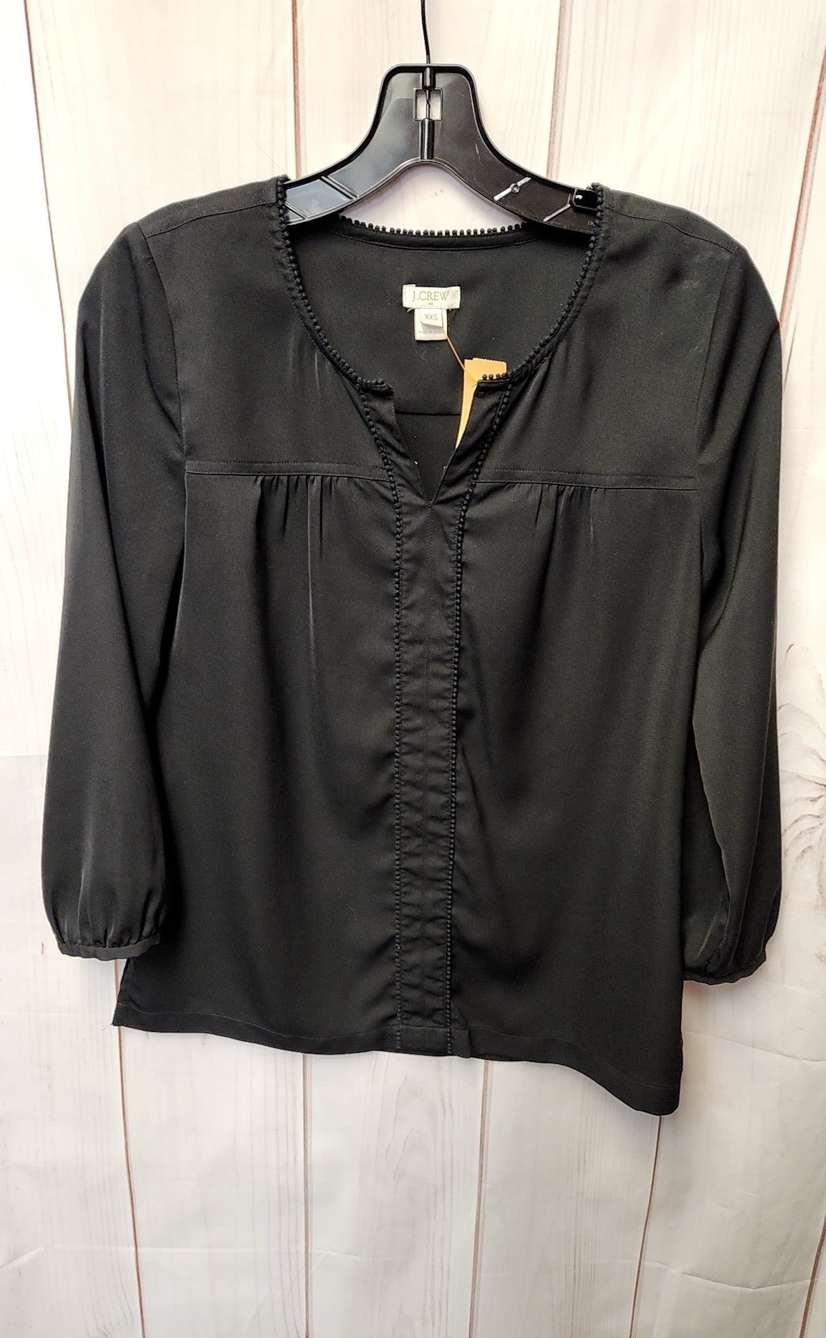 J Crew Women's Size XXS Black 3/4 Sleeve Top