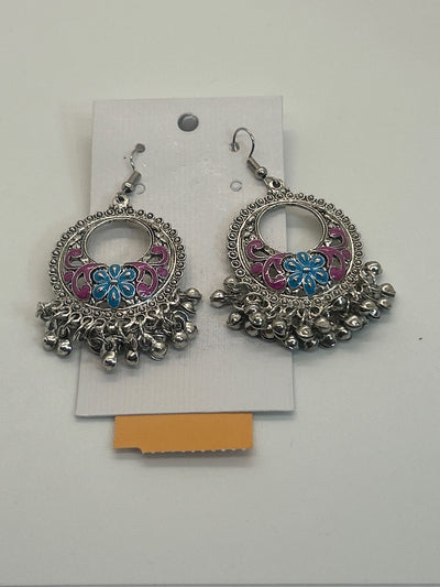 Silver dangle with pink and blue Earrings