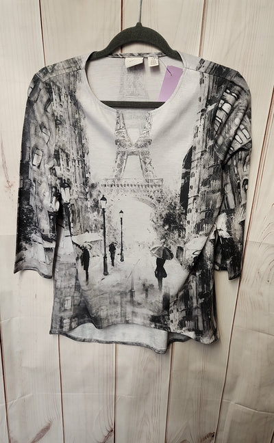 Chico's Women's Size 0 = US S Gray 3/4 Sleeve Top