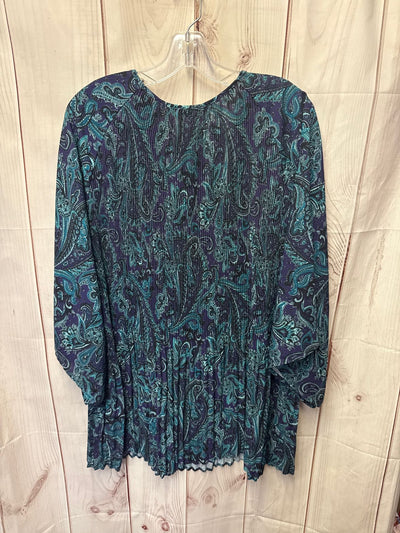 Catherines Women's Size 3X Blue 3/4 Sleeve Top