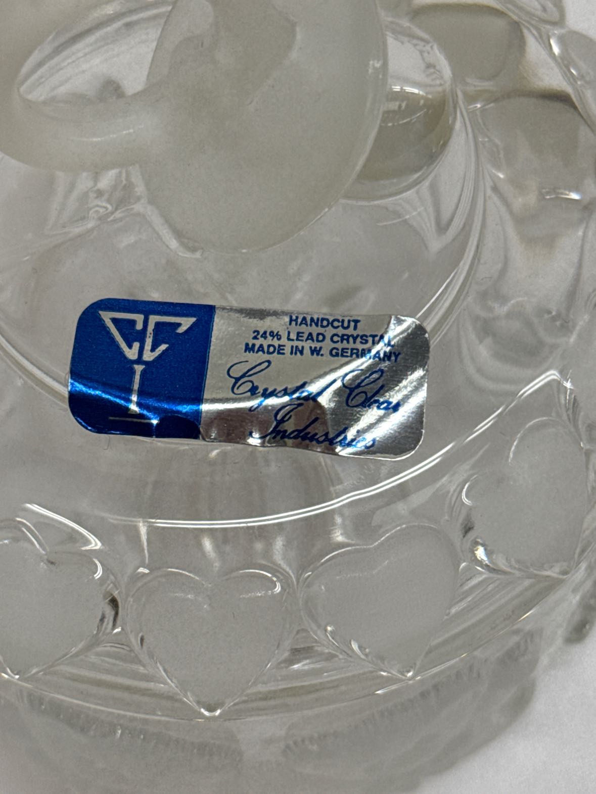 Crystal Clear Industries Handcut 24% Lead Crystal Baby Motif Pacifier Lid Jar