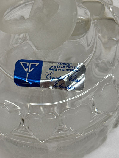 Crystal Clear Industries Handcut 24% Lead Crystal Baby Motif Pacifier Lid Jar