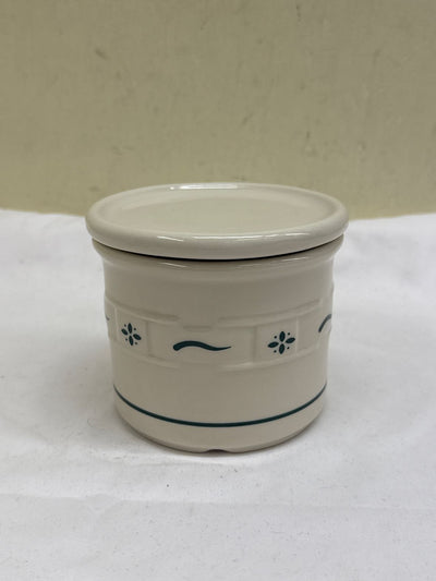 Longaberger Pottery 1 Pint Salt Crock Woven Heritage Green Tradition