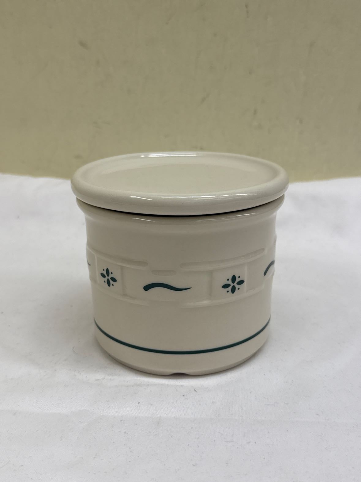 Longaberger Pottery 1 Pint Salt Crock Woven Heritage Green Tradition