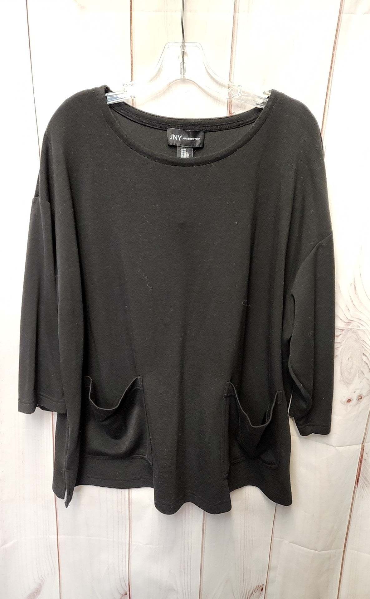 Jones New York Women's Size 1X Black 3/4 Sleeve Top