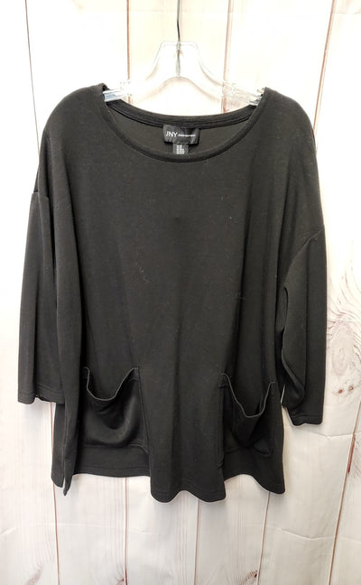 Jones New York Women's Size 1X Black 3/4 Sleeve Top