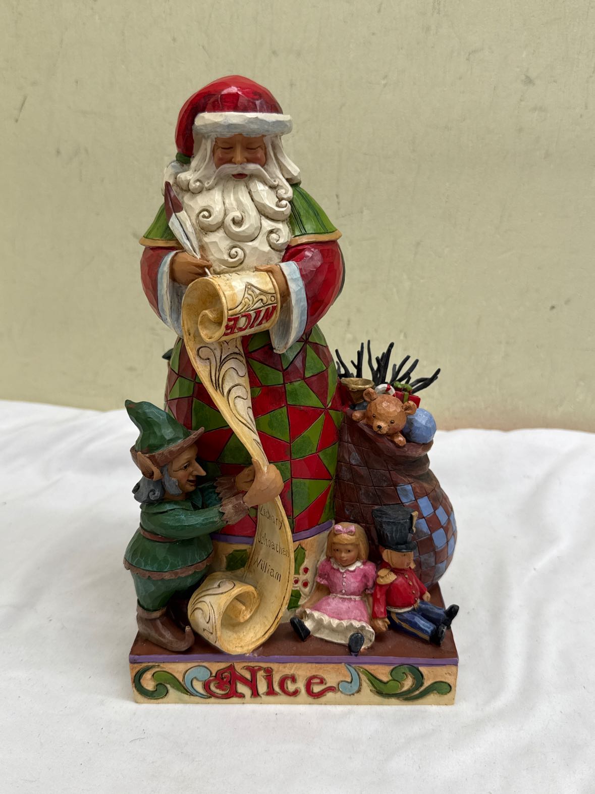 Jim Shore 2012 “Checking It Twice” 2 Sided Naughty Nice Santa Christmas Figurine