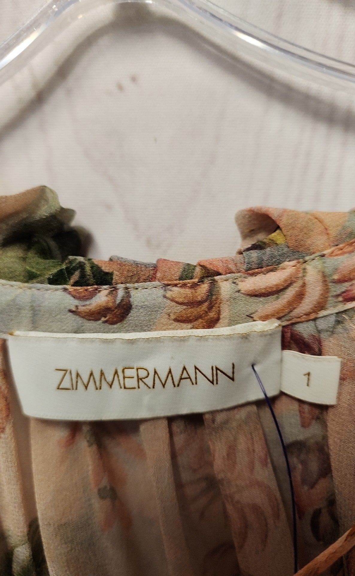 Zimmermann Women's Size 6 Peach Floral Long Sleeve Top
