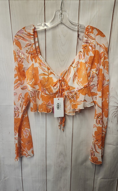 NWT Beginning Boutique Women's Size 8 White Floral Long Sleeve Top