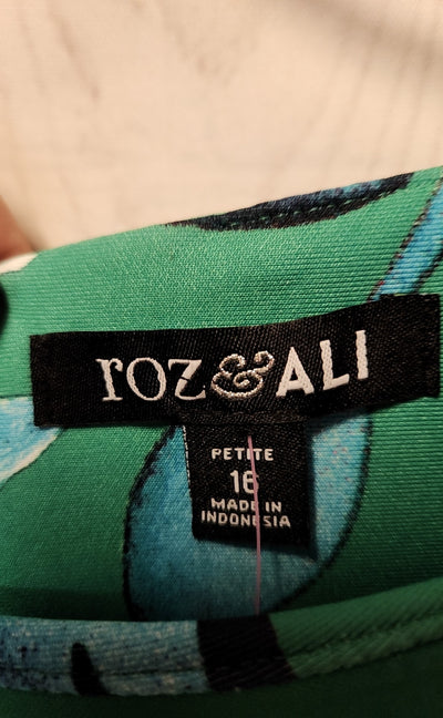 NWT Roz & Ali Women's Size 16 Petite Green Floral Dress