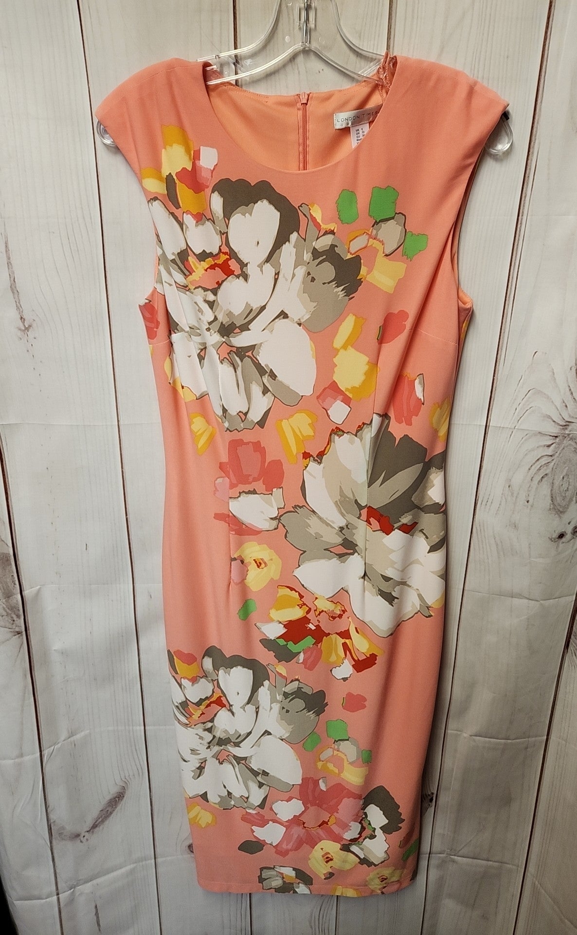 London Times Women's Size 8 Peach Floral Dress