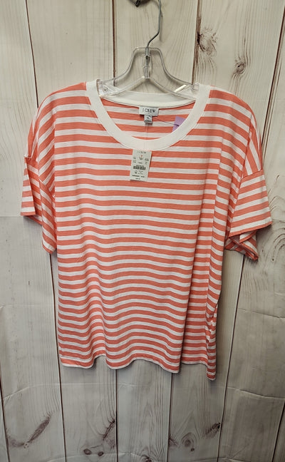 NWT J Crew Women's Size XL White & Pink Short Sleeve Top