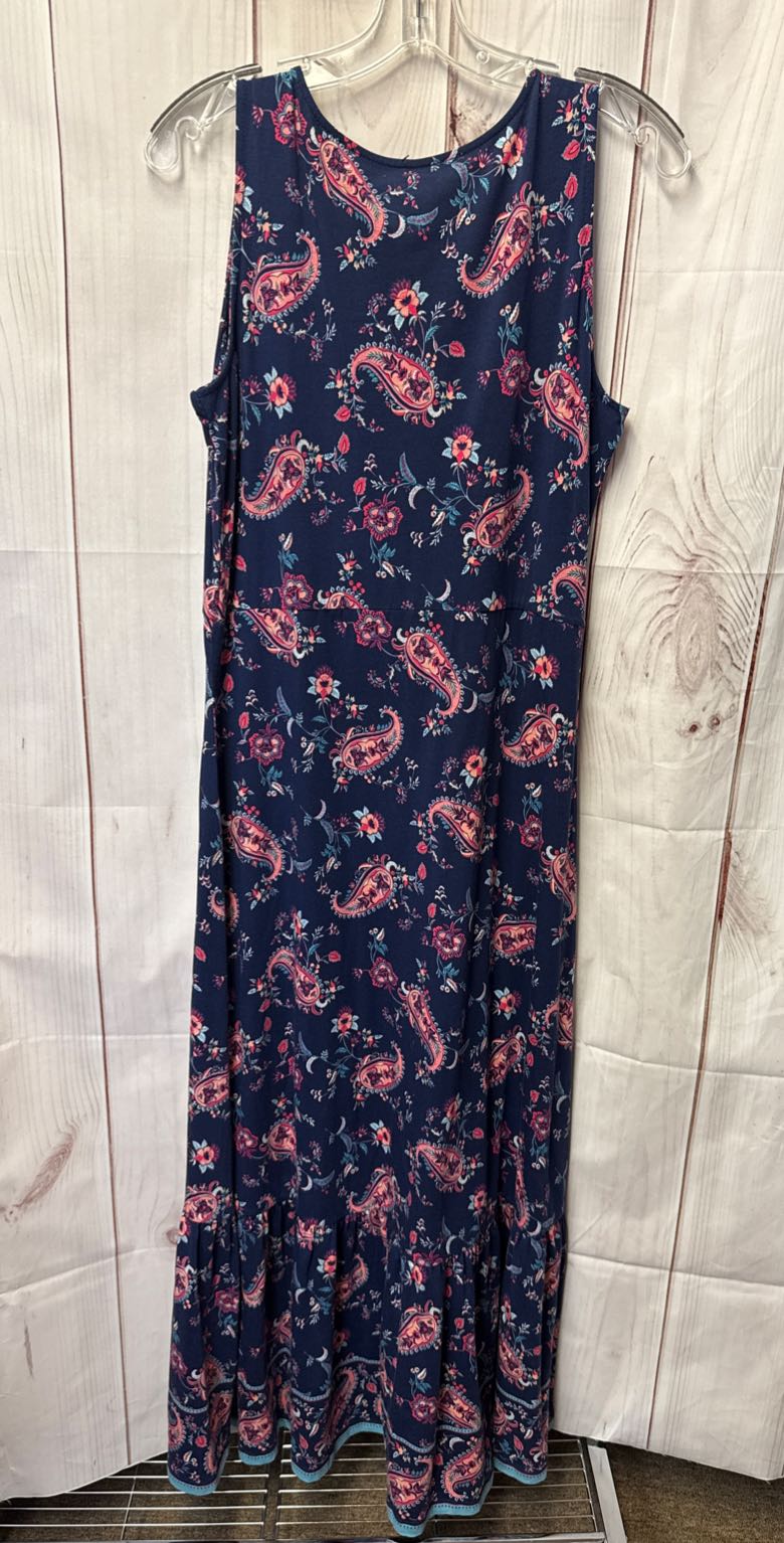 Lands End Women's Size M Navy Floral Dress