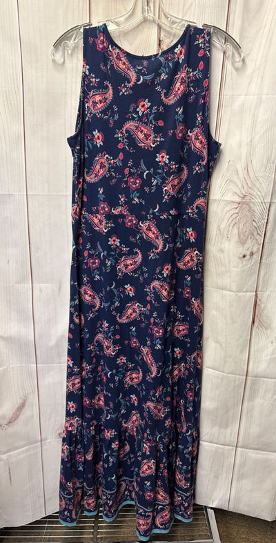 Lands End Women's Size M Navy Floral Dress