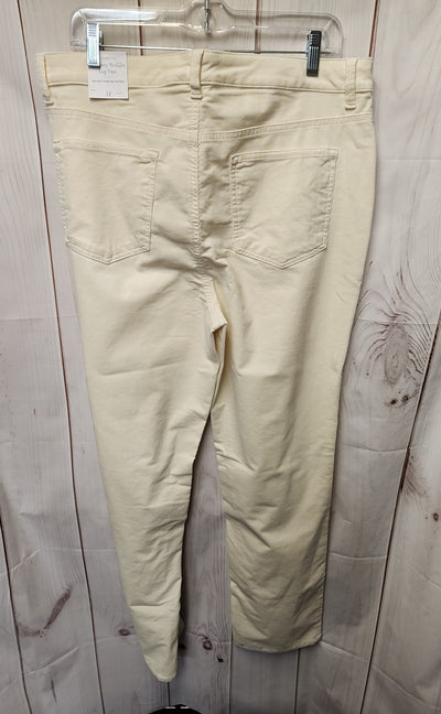 NWT Talbots Women's Size 14 White Corduroy Straight Leg Pants
