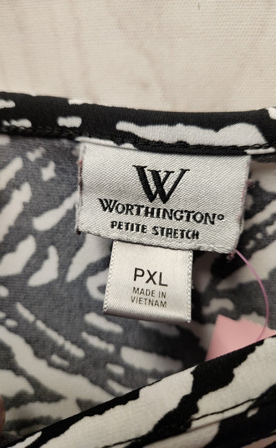 Worthington Women's Size XL Petite Black & White Short Sleeve Top