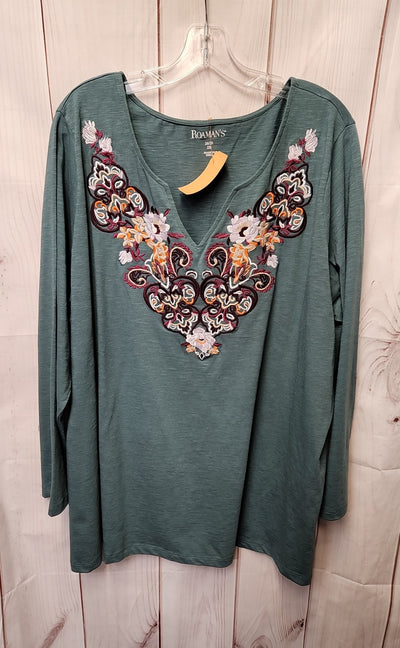 Roamans Women's Size 2X Teal Long Sleeve Top