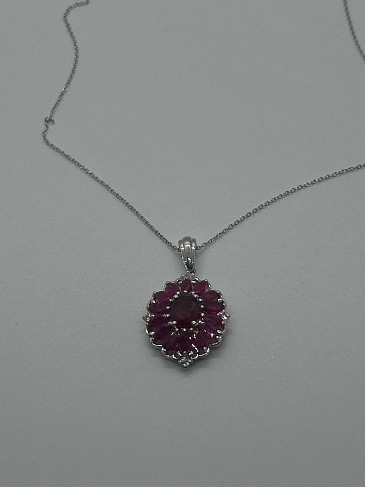 Sterling Red & Pink .925 Sterling Silver Necklace