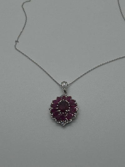 Sterling Red & Pink .925 Sterling Silver Necklace