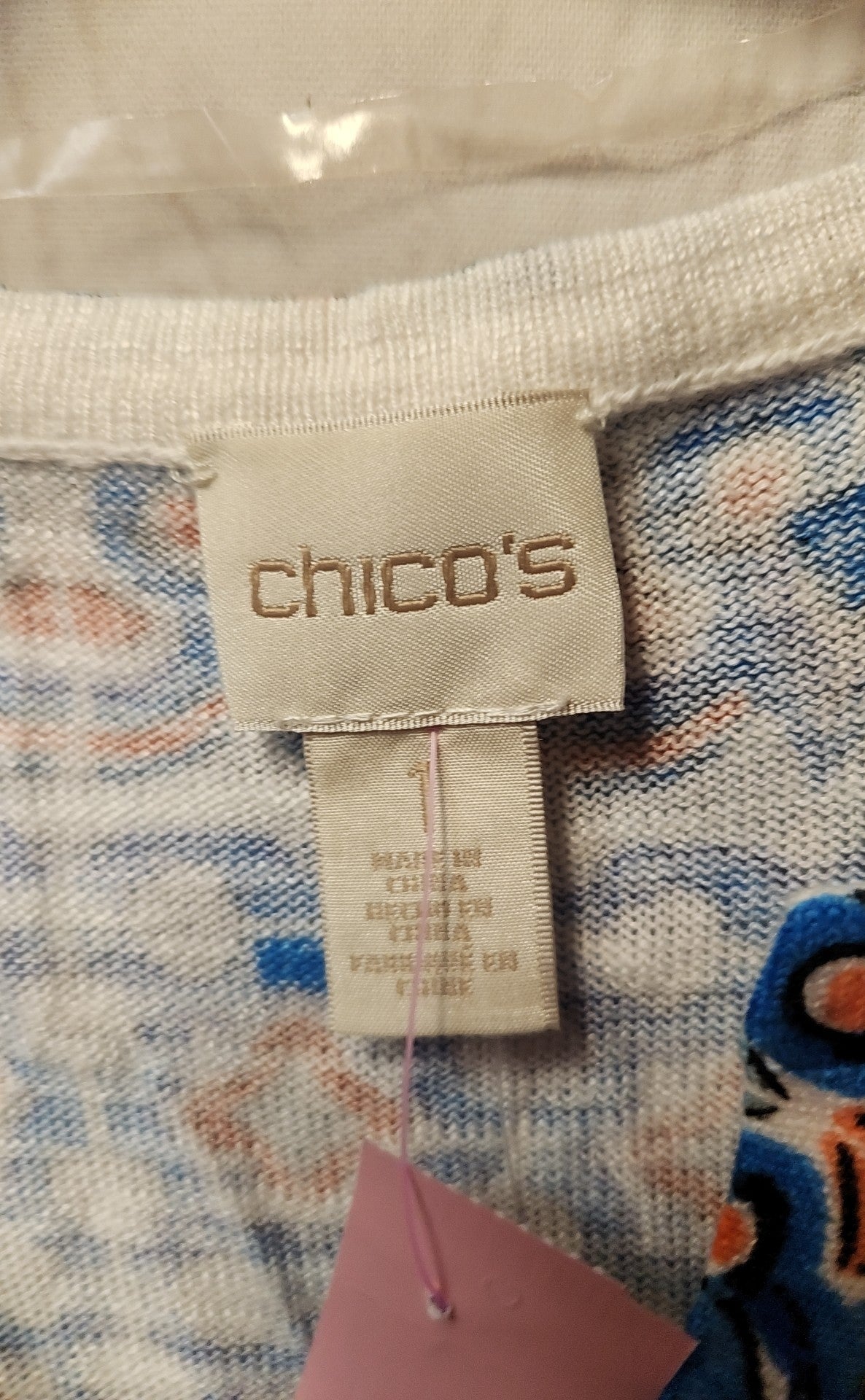 Chico's Women's Size 1 = US M Blue Short Sleeve Top