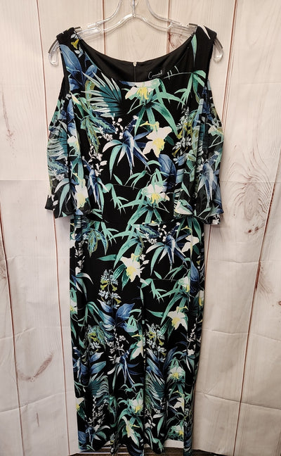 Connected Women's Size 14 Black Floral Jumpsuit