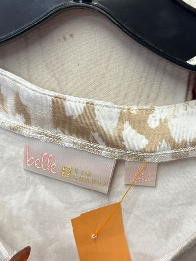 Belle by Kim Gravel Women's Size XS White & Tan 3/4 Sleeve Top