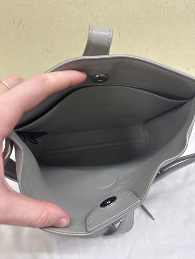 Rebecca Minkoff Megan Feed Bag Gray Leather Crossbody Purse Bag