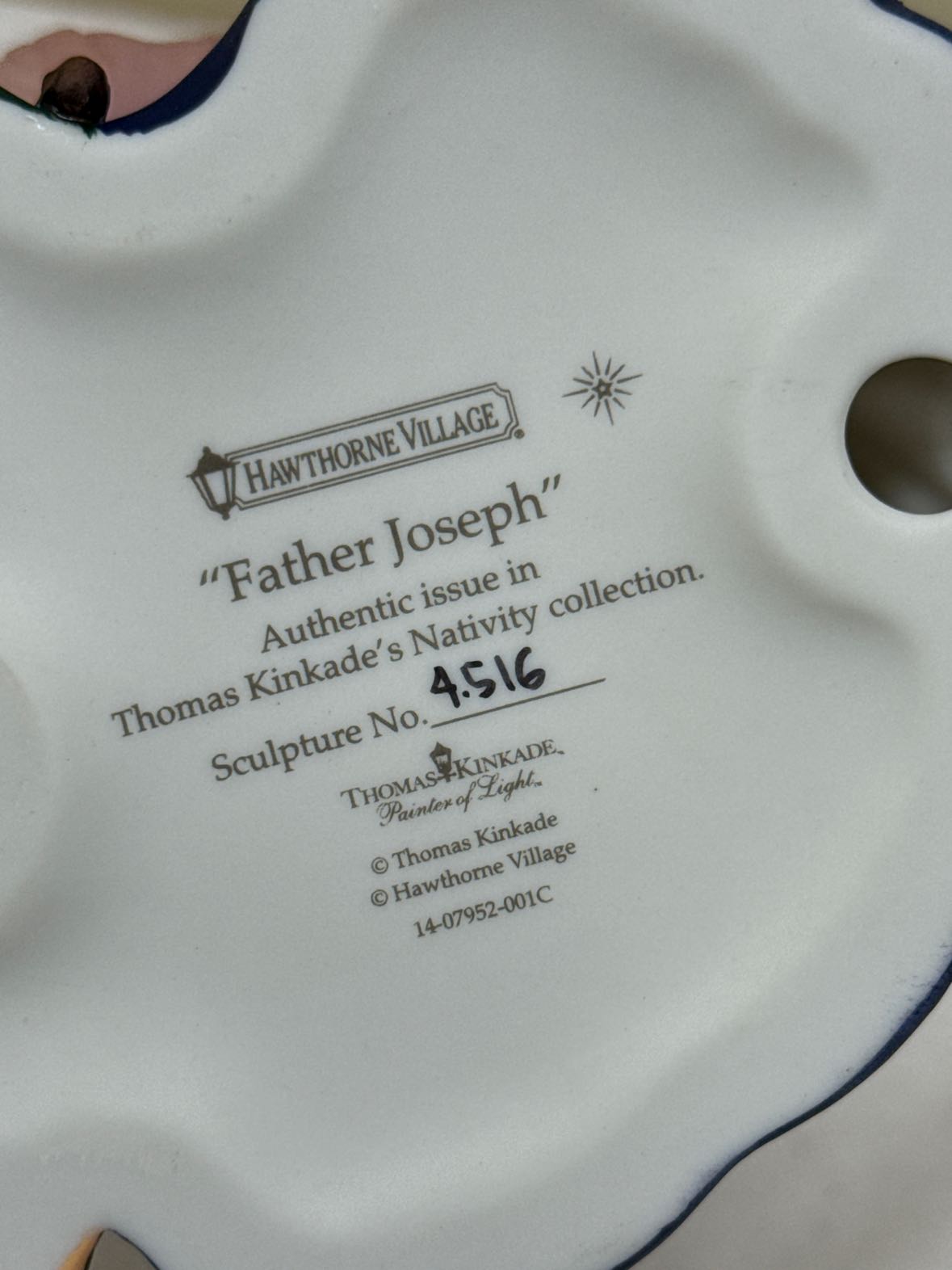 3PCS Hawthorne Village Thomas Kinkade Nativity Holy Family Figurines