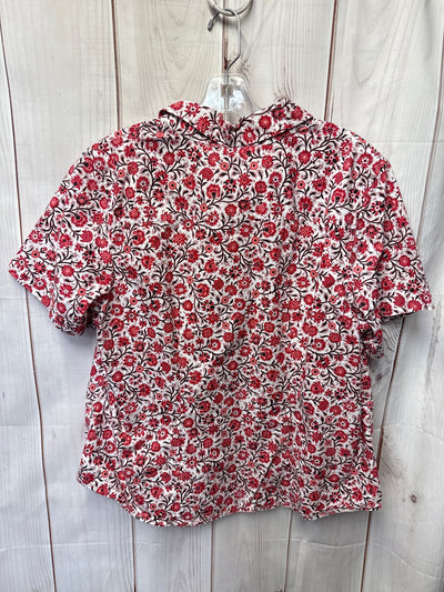 Charter Club Women's Size 14 Red Floral Short Sleeve Top