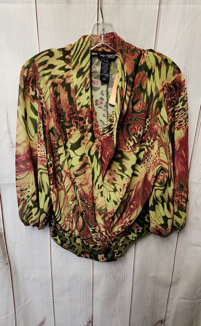 Bisou Bisou Women's Size XL Green & Pink 3/4 Sleeve Top