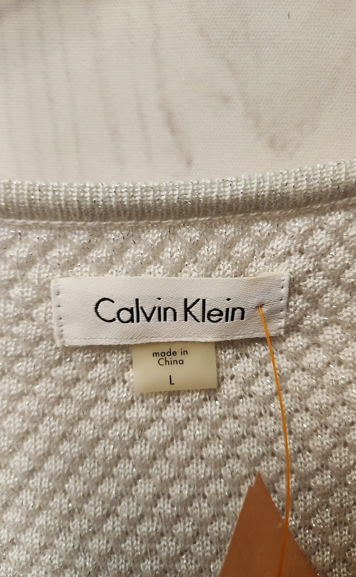 Calvin Klein Women's Size L Silver Knit Dress