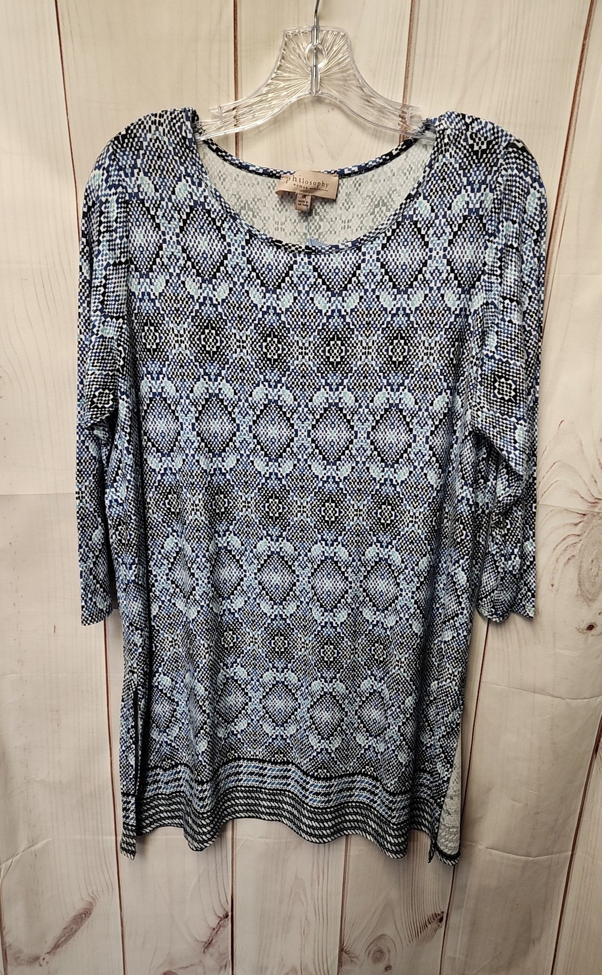 Philosophy Women's Size 1X Blue 3/4 Sleeve Top