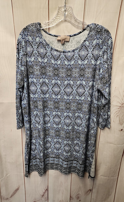 Philosophy Women's Size 1X Blue 3/4 Sleeve Top