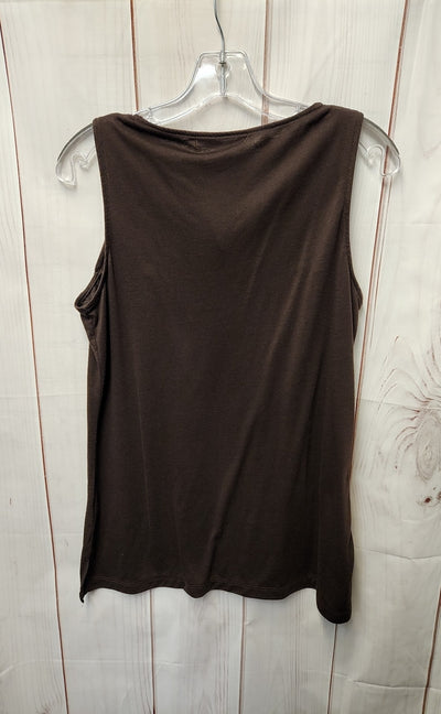 Debbie Morgan Women's Size M Brown Beaded Sleeveless Top